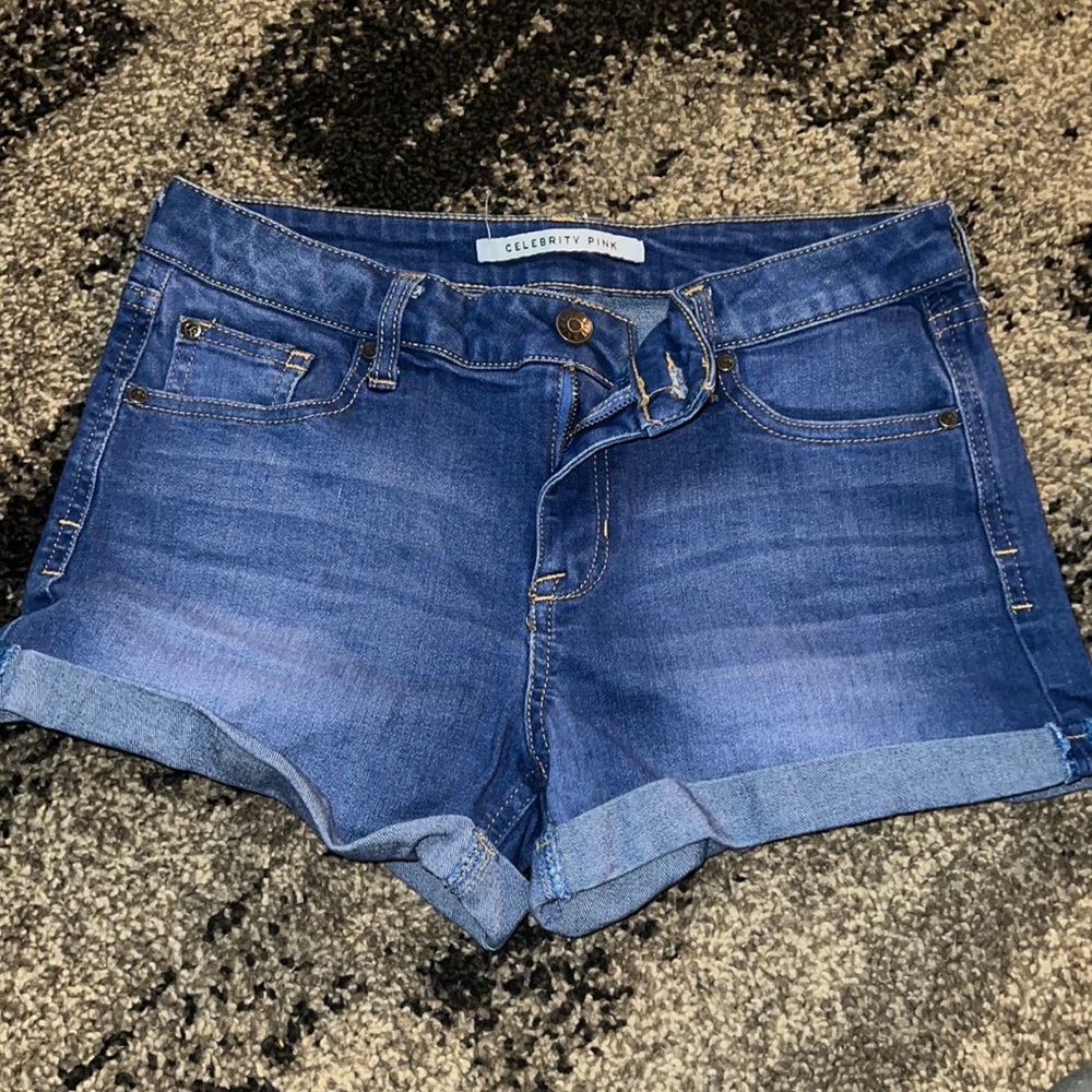 Celebrity pink jean shorts